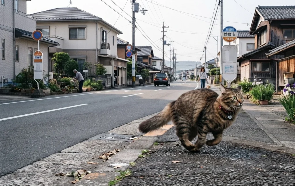 車の音に驚き、脱走してしまった三重県鈴鹿市の猫ちゃん