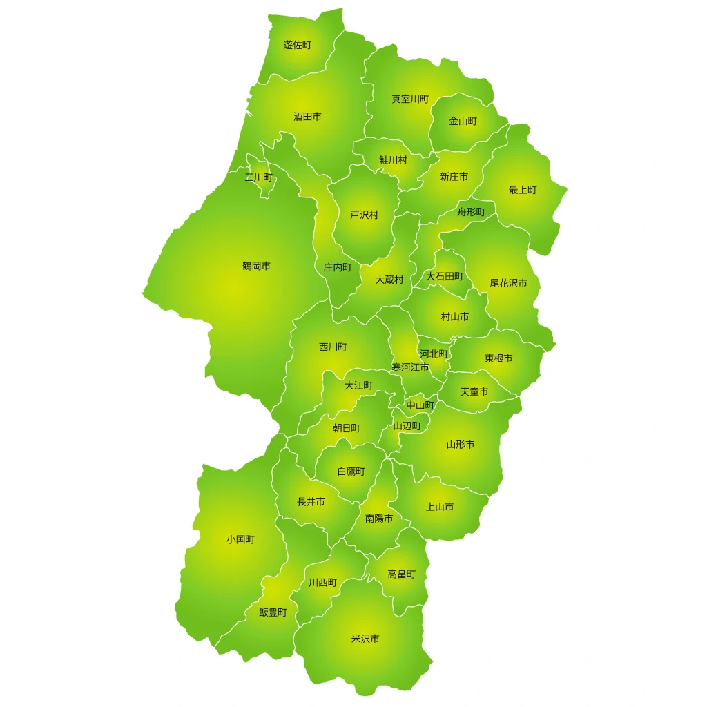 山形県の全域地図